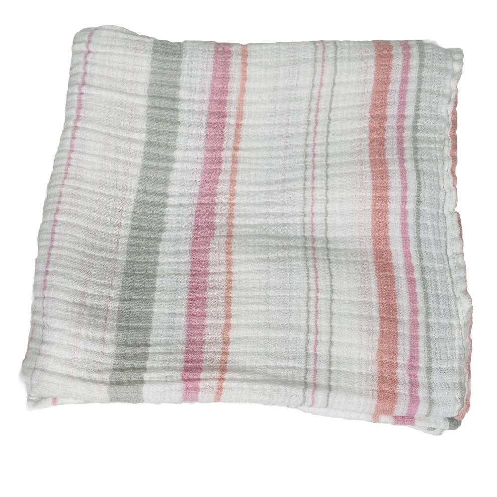 Aden + Anais Baby Blanket Pink Gray Stripe Muslin Cotton Swaddle Security Lovey
